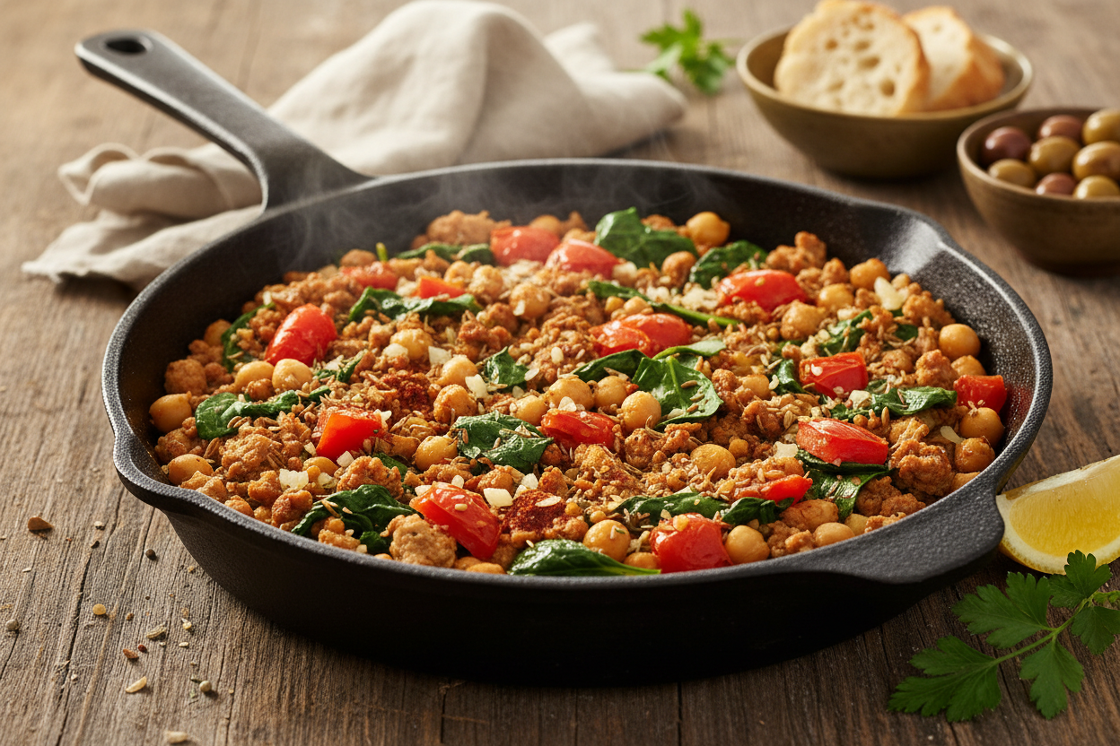 Ground Turkey & Chickpea Skillet