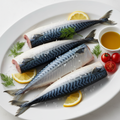 Fresh mackerel fish fillets on white background