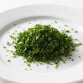 Fresh Italian parsley finely minced on white background