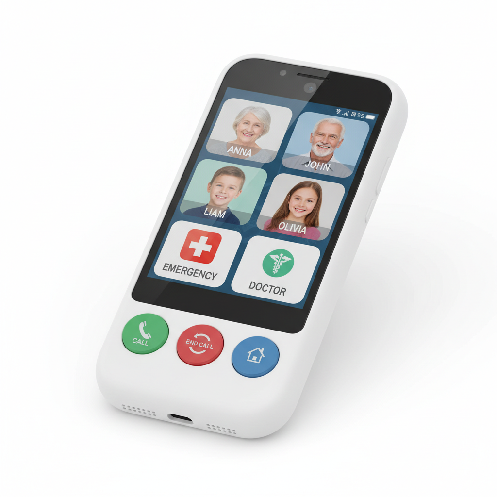 Simplified Phone with Large Buttons and Photo Contacts