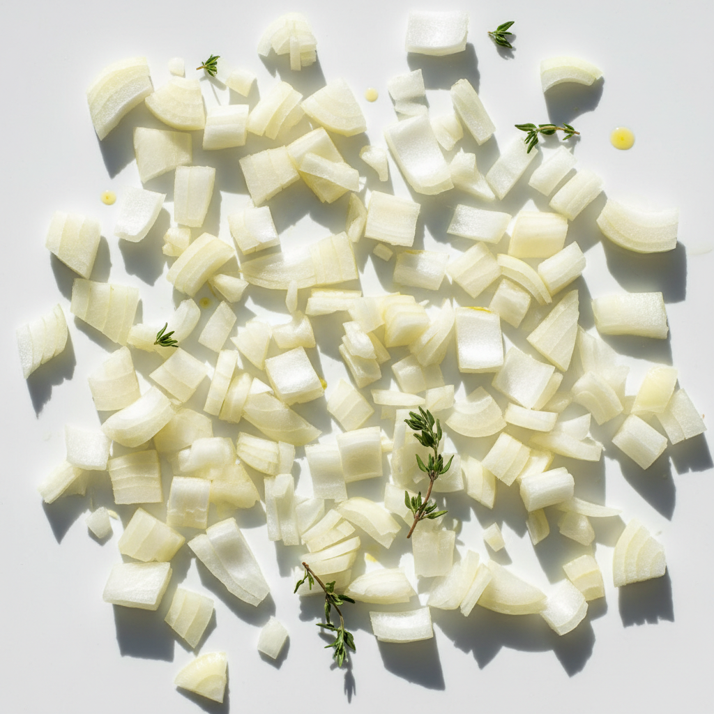 Sweet onion chopped on white background