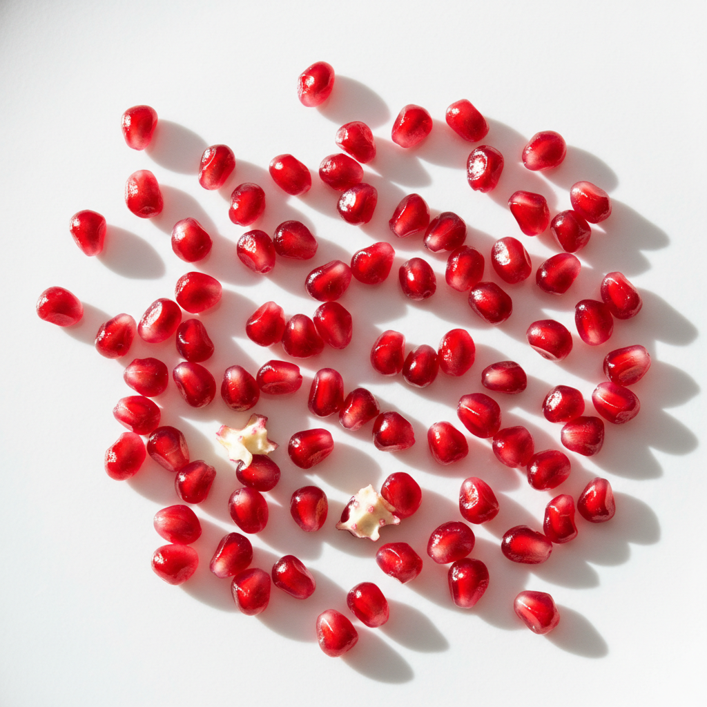 Fresh pomegranate arils on white background