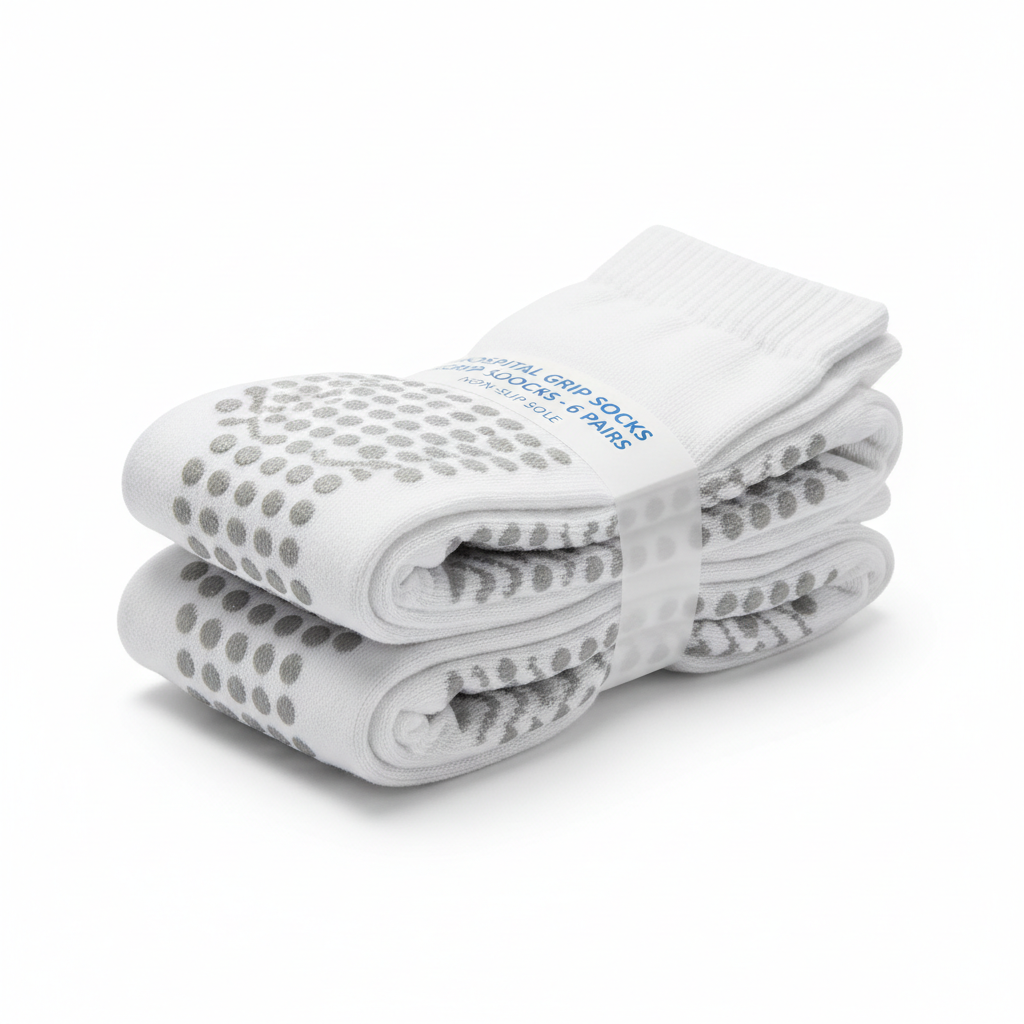 Non-Slip Hospital Socks Grip Bottom 6 pack