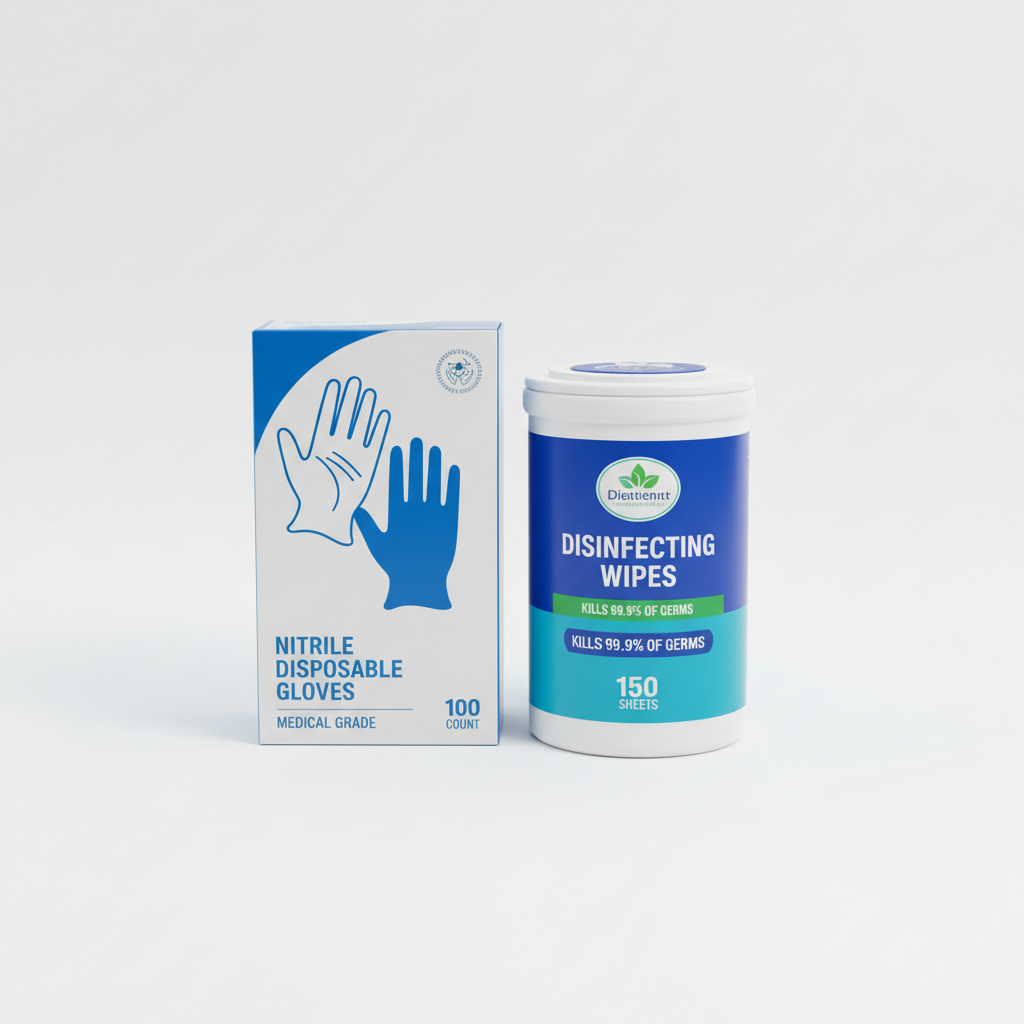 Disposable Gloves and Cleaning Wipes Bundle