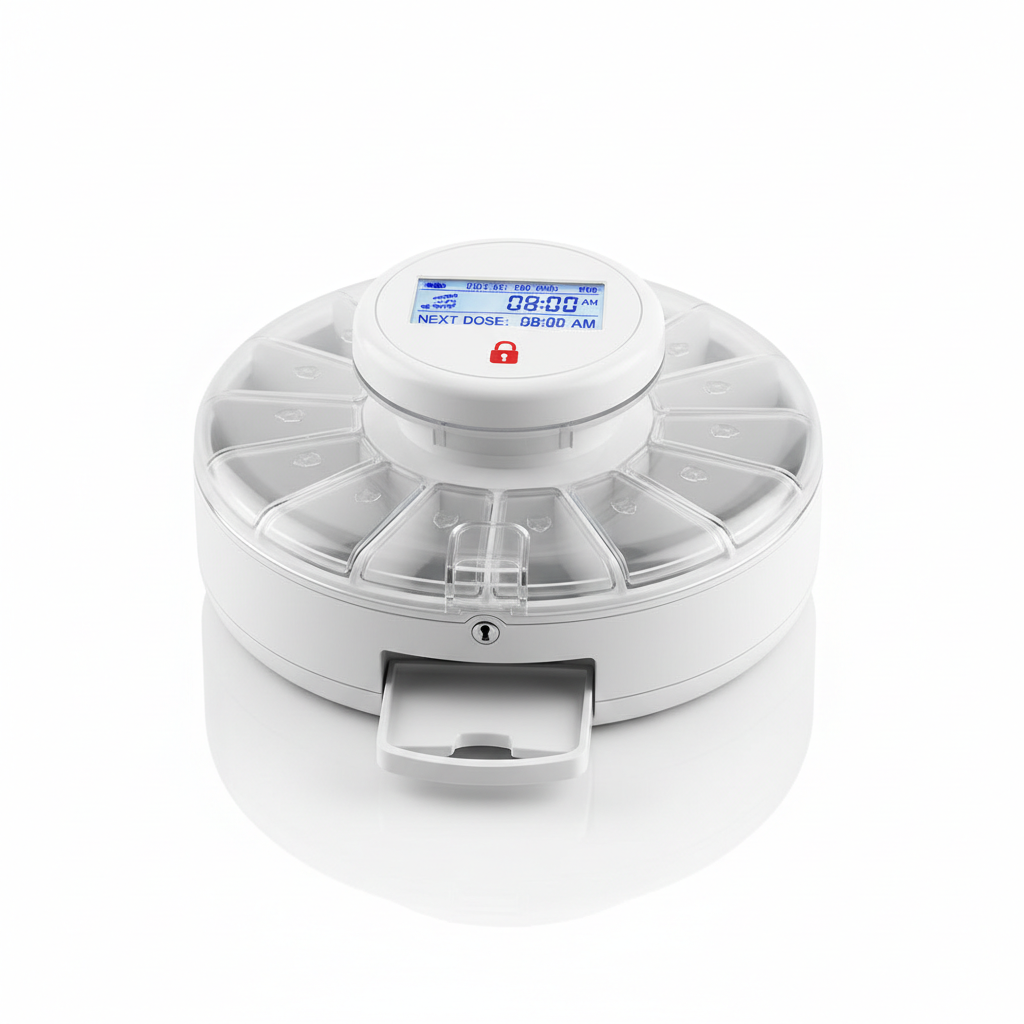 Automatic Pill Dispenser Locked Timed Release