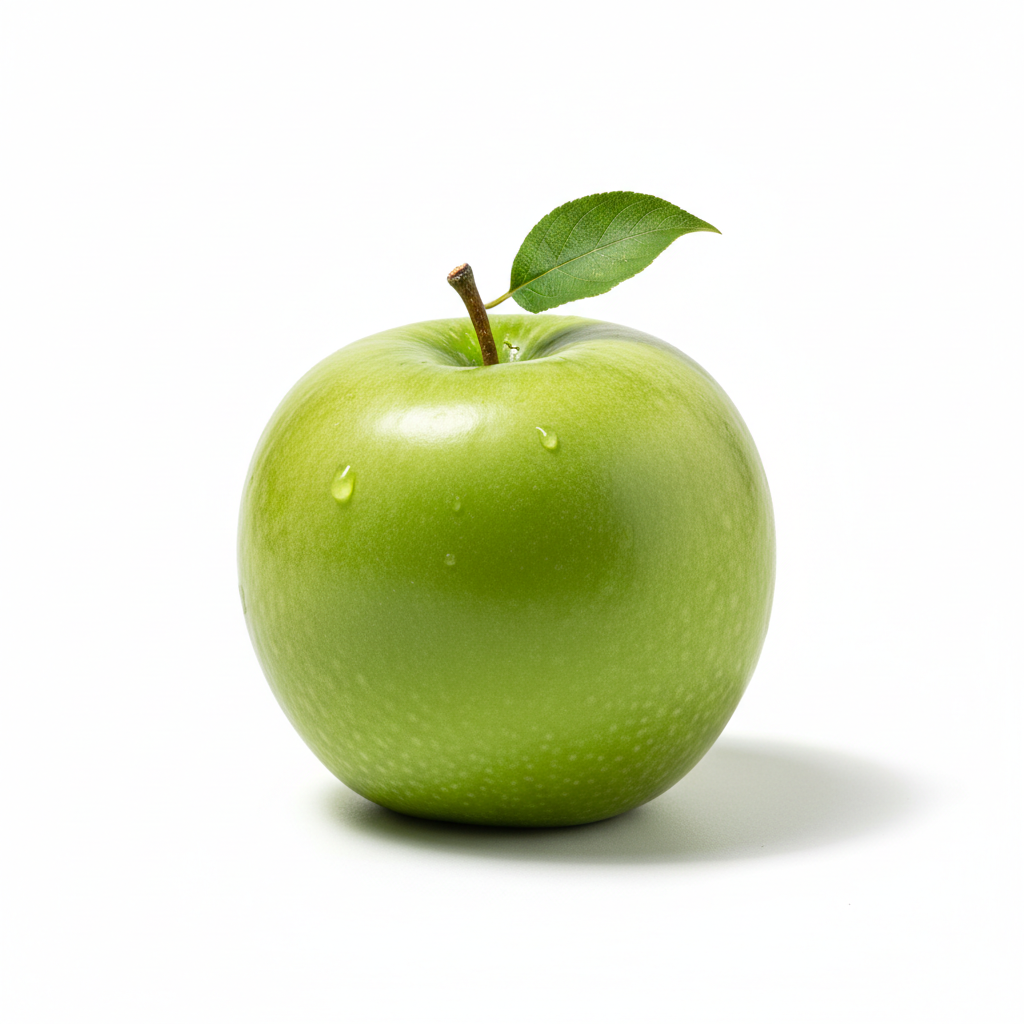 Fresh green apple on white background