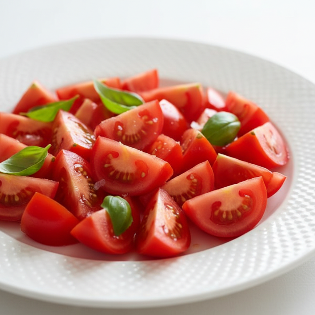 Fresh tomato chopped on white background