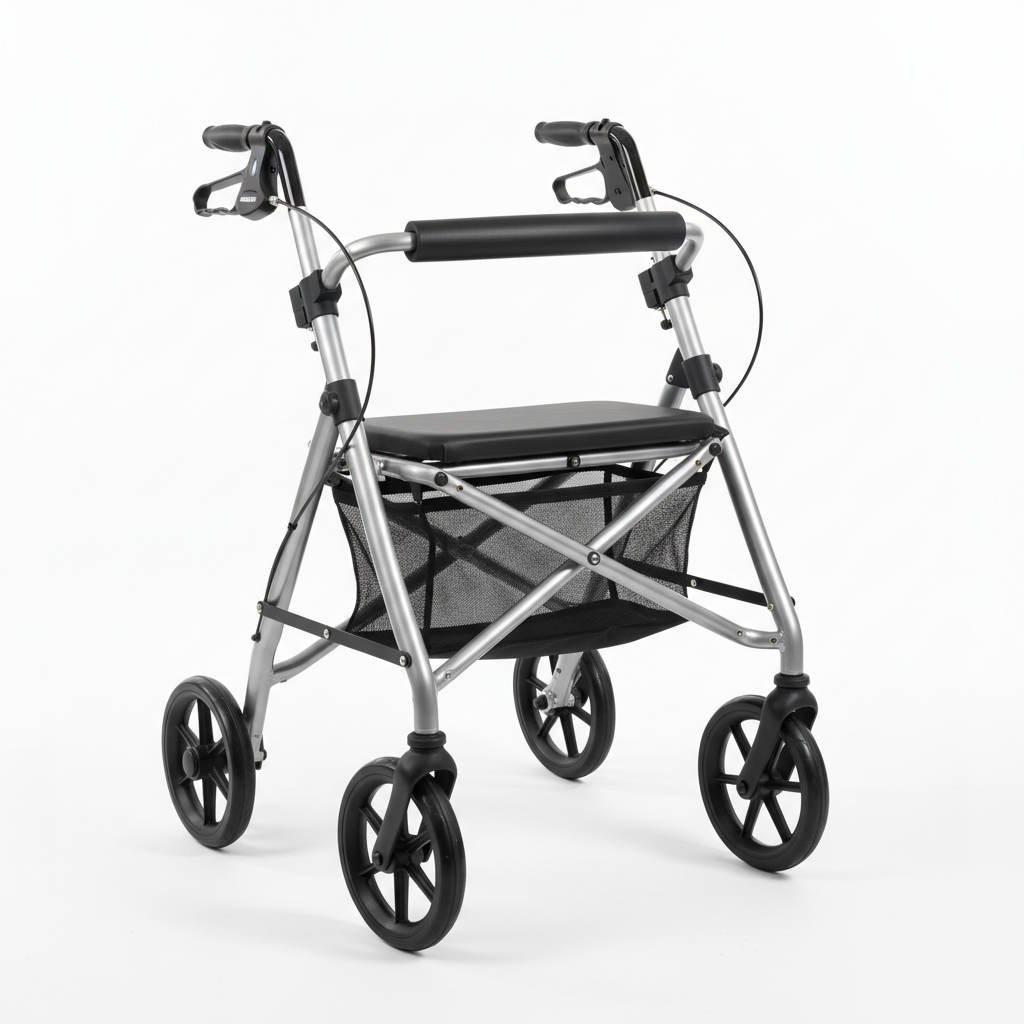 Rolling Walker with Seat and Storage Basket