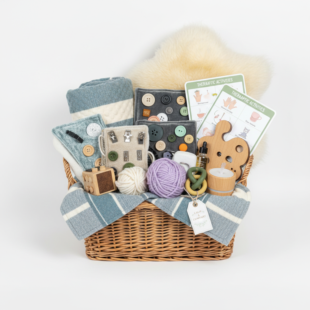 Dementia-friendly calming activity kit with sensory items for Alzheimer's patients
