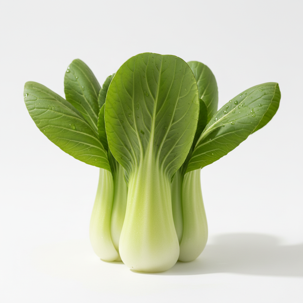 Fresh baby bok choy on white background