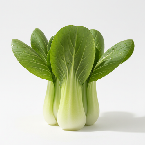 Fresh baby bok choy on white background