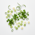 Green onion sliced or chopped on white background