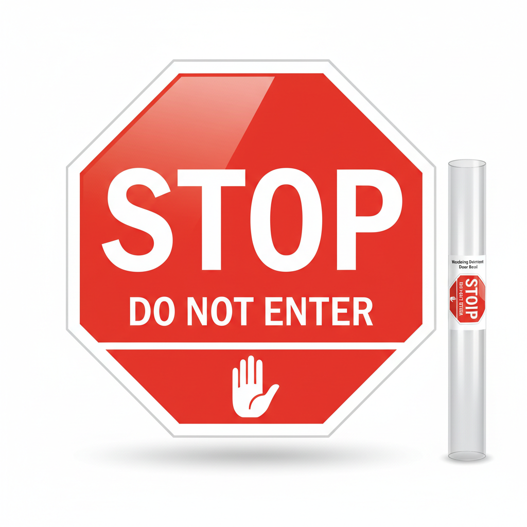 Wandering deterrent door decal with stop sign for dementia patients