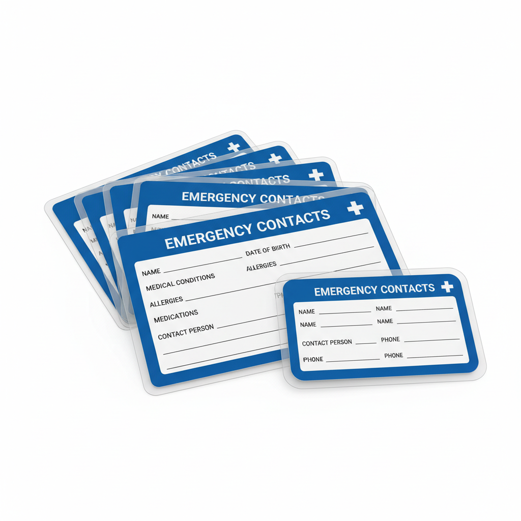Safety Contact Card Set for Wallet and Phone
