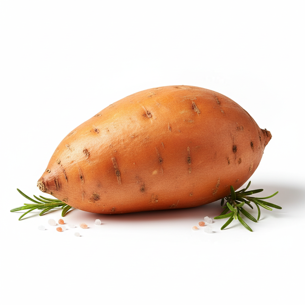 Large sweet potato on white background