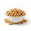 Dried garbanzo beans chickpeas in bowl on white background