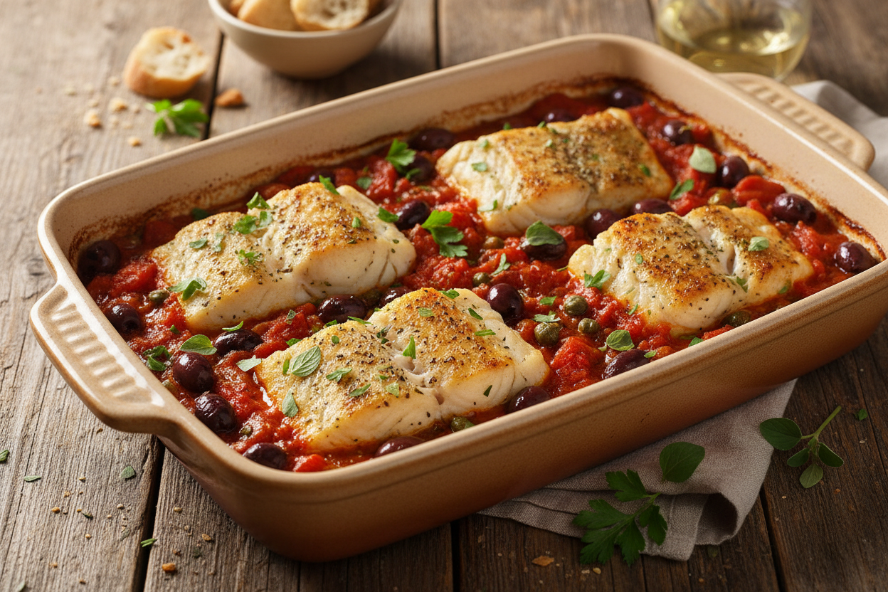 MED-130 Baked Cod with Tomatoes