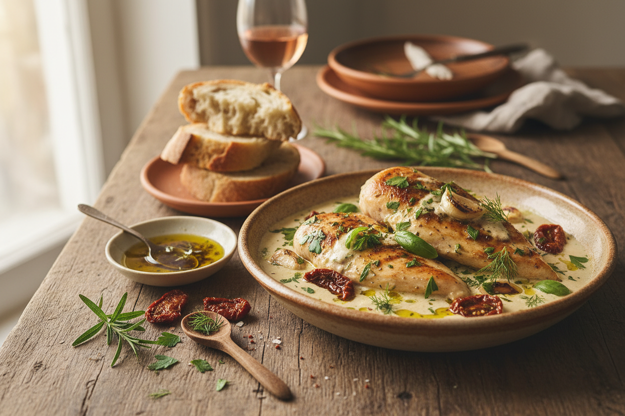 Mediterranean Chicken in Creamy Herb Sauce