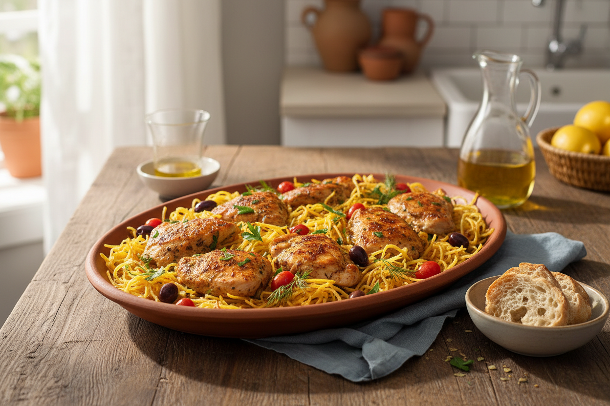 Mediterranean Chicken with Spaghetti Squash