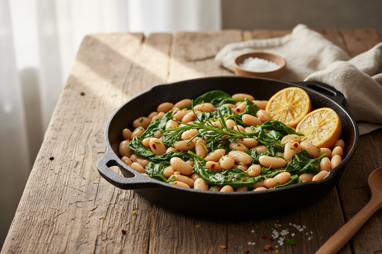 Mediterranean Spinach and Beans