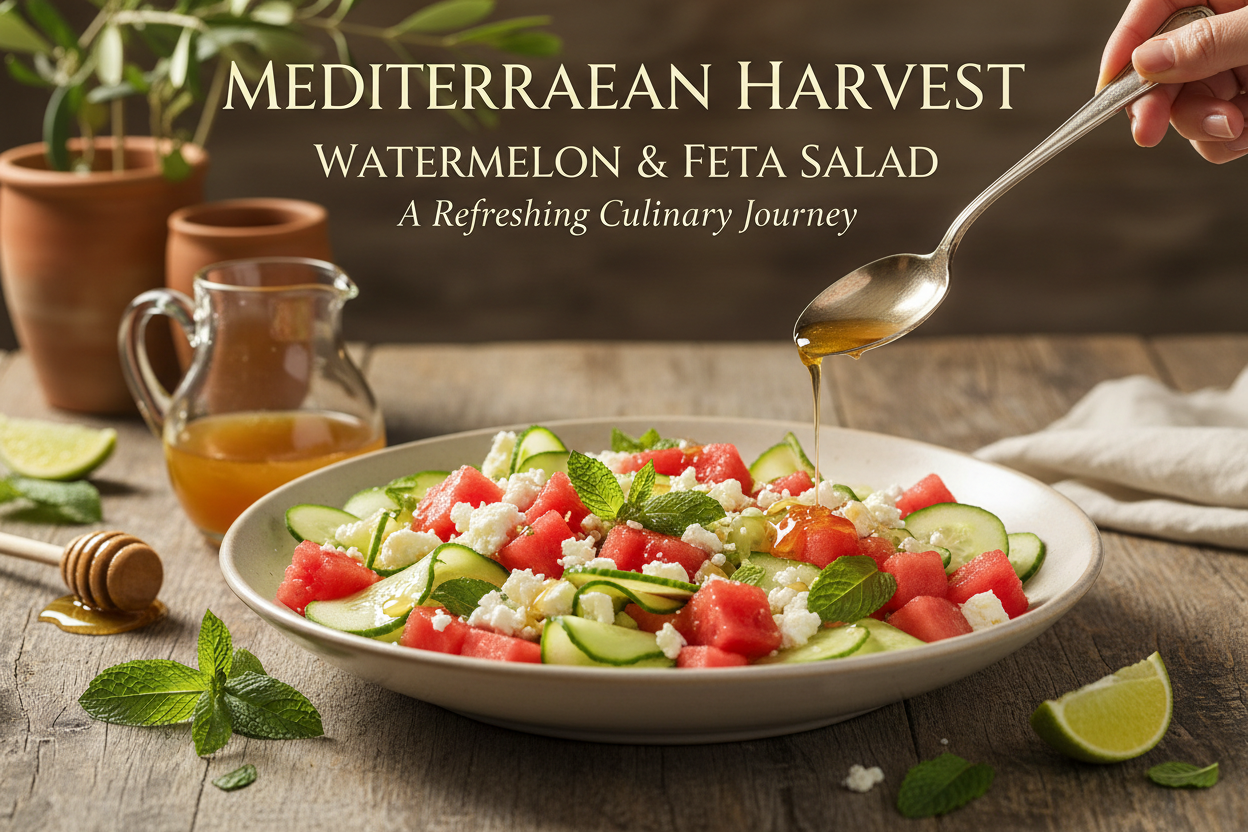 Mediterranean Watermelon Cucumber and Feta Salad