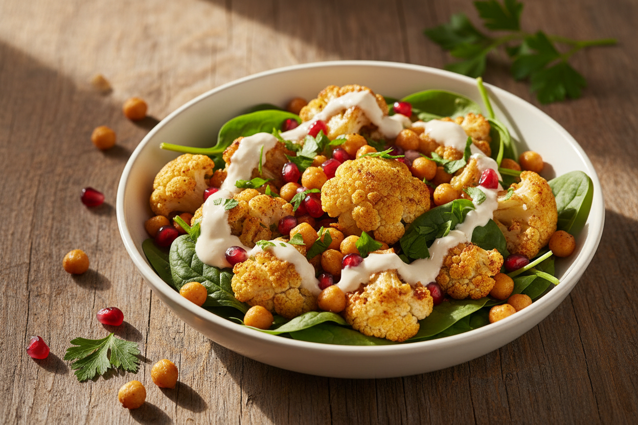 Roasted Cauliflower & Chickpea Bowls with Tahini